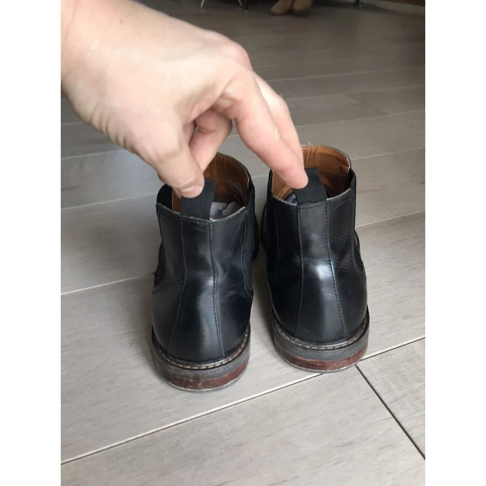 Nordstrom men black double gore boots 12 M leather